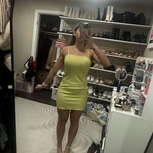 Yellow Spaghetti Strap Mini Dress